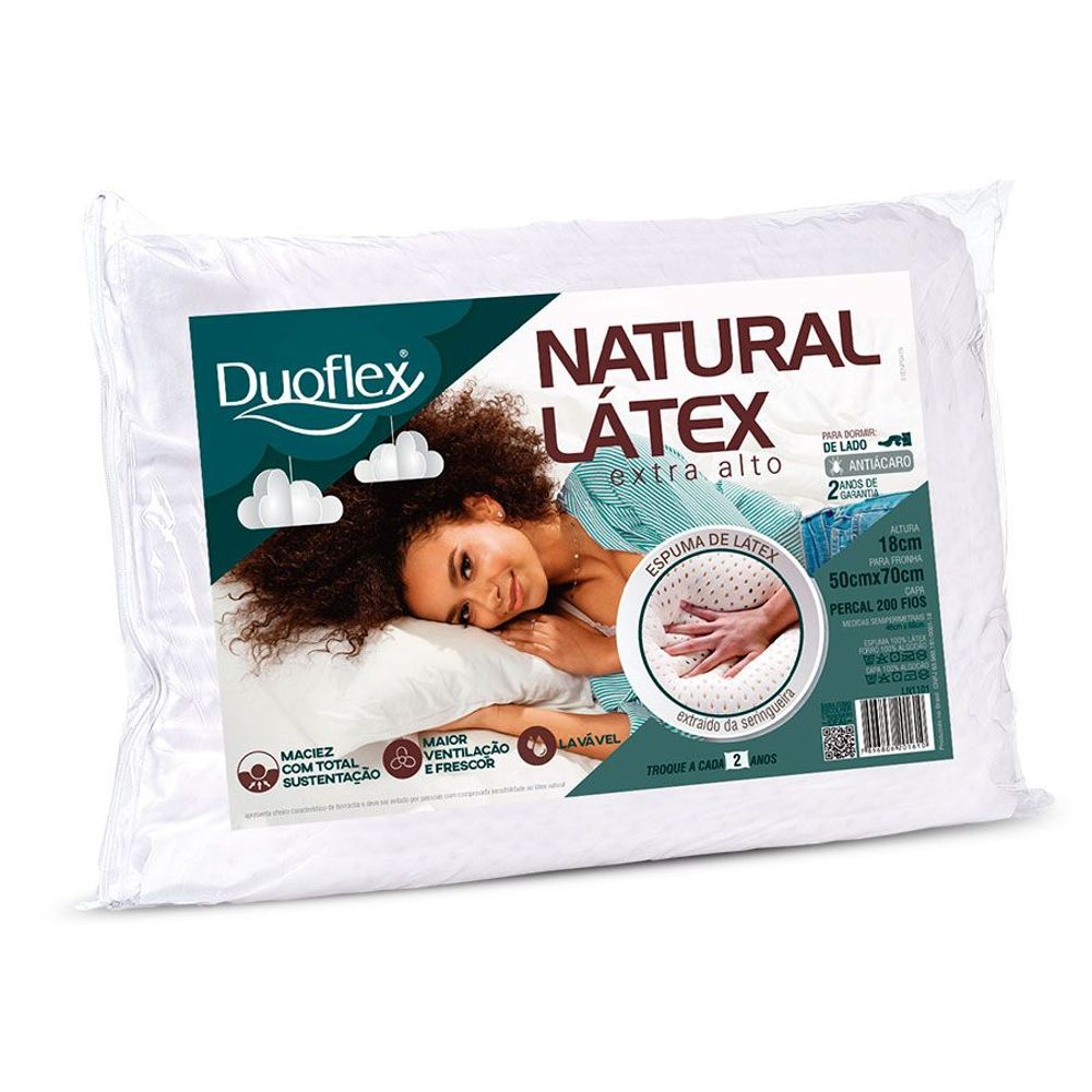 Travesseiro Duoflex Natural Latex Extra Alto Casa America